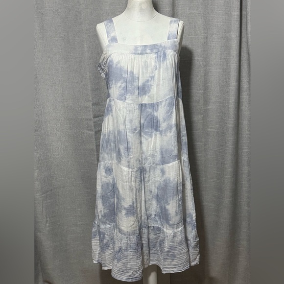 Rails Dress-xs-Cotton-Blue & White-Tie Dye Cloud Vibes-Lined-Two Button Closure - Picture 2 of 15
